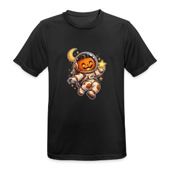 Kürbis-Astronaut - Männer T-Shirt atmungsaktiv - Schwarz - Vorne - AI Model Male 178 light (178cm)