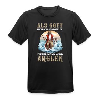 Lustiger Gott Angler Hobby Angeln Spruch - Männer T-Shirt atmungsaktiv - Schwarz - Vorne - AI Model Male 178 light (178cm)