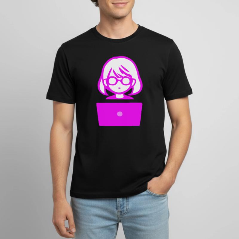 Frau mit Computer Programmierer Coder Männer T-Shirt atmungsaktiv