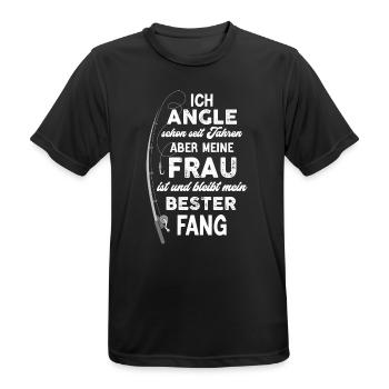 Meine Frau ist mein bester Fang - Männer T-Shirt atmungsaktiv - Schwarz - Vorne - AI Model Male 178 light (178cm)