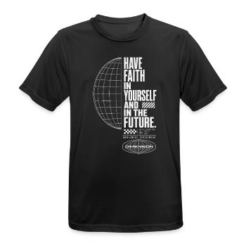 Faith in oneself and the future of the globe - Men's Breathable T-Shirt - black - Front - AI Model Male 178 light (178cm)
