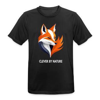 Fuchs   Clever by Nature - Männer T-Shirt atmungsaktiv - Schwarz - Vorne - AI Model Male 178 light (178cm)