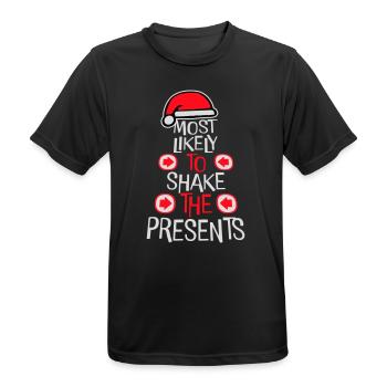 Le plus susceptible de secouer les cadeaux Noël Fun - T-shirt respirant Homme - noir - Devant - AI Model Male 178 light (178cm)