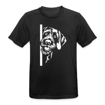 Deutsch Drahthaar Kopf "Black Edition" - Männer T-Shirt atmungsaktiv - Schwarz - Vorne - AI Model Male 178 light (178cm)