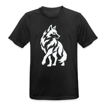 Wolfs Silhouette in Kontrast - Männer T-Shirt atmungsaktiv - Schwarz - Vorne - AI Model Male 178 light (178cm)