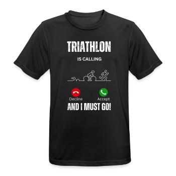 Triathlon ruft und ich muss Ausdauer machen - Männer T-Shirt atmungsaktiv - Schwarz - Vorne - AI Model Male 178 light (178cm)