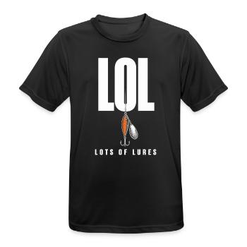 LOL Beaucoup de leurres, motif drôle de pêcheur pour - T-shirt respirant Homme - noir - Devant - AI Model Male 178 light (178cm)