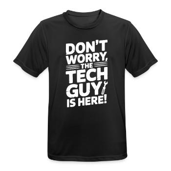 Keine Sorge, der Techniker ist hier - Männer T-Shirt atmungsaktiv - Schwarz - Vorne - AI Model Male 178 light (178cm)