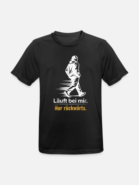 Läuft bei mir – Nur rückwärts Shirt - Männer T-Shirt atmungsaktiv - Schwarz