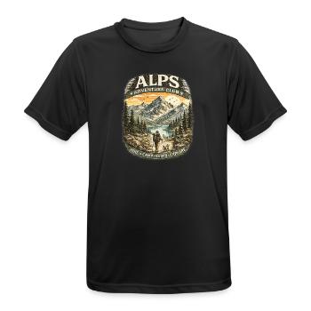 Alps Adventure Patch Mountains - Männer T-Shirt atmungsaktiv - Schwarz - Vorne - AI Model Male 178 light (178cm)