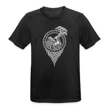 Thor trinkt das Meer – Das Horn reicht in die See - Männer T-Shirt atmungsaktiv - Schwarz - Vorne - AI Model Male 178 light (178cm)