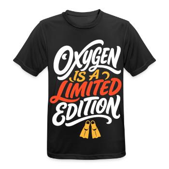 Tauchen – Oxygen Is a Limited Edition - Männer T-Shirt atmungsaktiv - Schwarz - Vorne - AI Model Male 178 light (178cm)