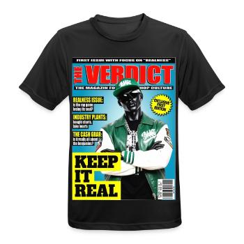 The Verdict Issue 01 Realness - Hip Hop Statement - Männer T-Shirt atmungsaktiv - Schwarz - Vorne - AI Model Male 178 light (178cm)