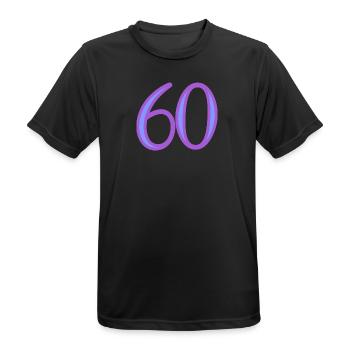 60. 60 ANS. 60e ANNIVERSAIRE. ANNIVERSAIRE 60 ANS. - T-shirt respirant Homme - noir - Devant - AI Model Male 178 light (178cm)