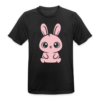 Kawaii Hase Rosa Große Augen Süß - Männer T-Shirt atmungsaktiv - Schwarz - Vorne - AI Model Male 178 light (178cm)