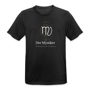 Der Mystiker - Sternzeichen Skorpion - Männer T-Shirt atmungsaktiv - Schwarz - Vorne - AI Model Male 178 light (178cm)