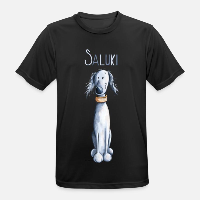 Da sitzt ein Saluki - Männer T-Shirt atmungsaktiv - Schwarz