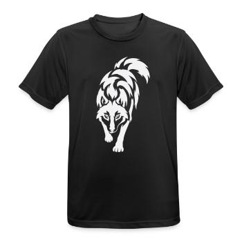 Wolfs Silhouette im Kontrast - Männer T-Shirt atmungsaktiv - Schwarz - Vorne - AI Model Male 178 light (178cm)