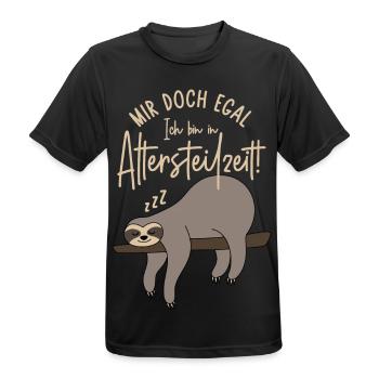 Faultier Mir doch egal Ich bin in Altersteilzeit - Männer T-Shirt atmungsaktiv - Schwarz - Vorne - AI Model Male 178 light (178cm)