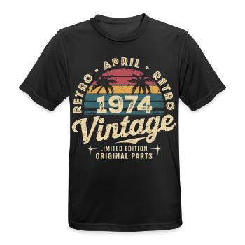Avril 1974 - April 1974 - T-shirt respirant Homme - noir - Devant - AI Model Male 178 light (178cm)