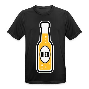 Bierflasche (Bier / Bierchen / POS 3C) - Männer T-Shirt atmungsaktiv - Schwarz - Vorne - AI Model Male 178 light (178cm)