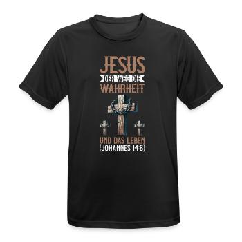 Jésus, la voie, la vérité et la vie - T-shirt respirant Homme - noir - Devant - AI Model Male 178 light (178cm)
