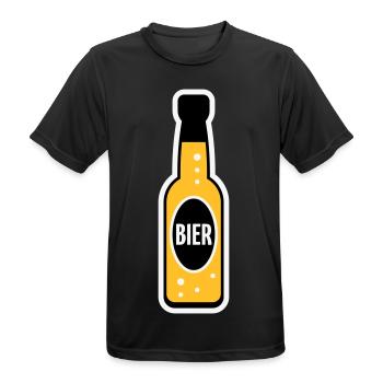Bierflasche (Bier / Bierchen / NEG 3C) - Männer T-Shirt atmungsaktiv - Schwarz - Vorne - AI Model Male 178 light (178cm)