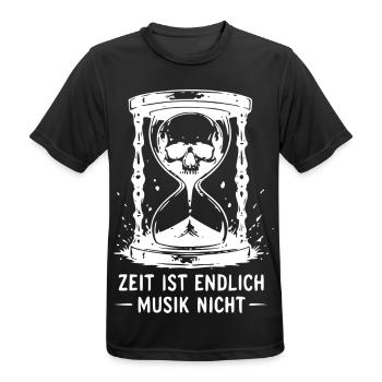Zeitlose Musik im Totenkopf-Sanduhr - Männer T-Shirt atmungsaktiv - Schwarz - Vorne - AI Model Male 178 light (178cm)