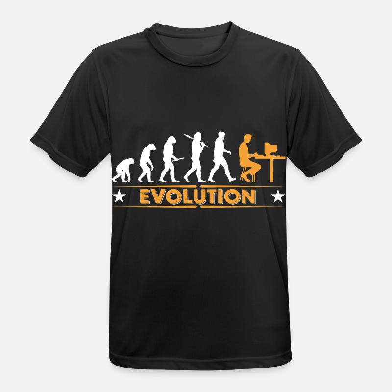 Computer Nerd Evolution - orange/weiss - Men's Breathable T-Shirt - black