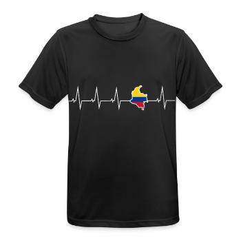 I love Colombia - heartbeat - Men's Breathable T-Shirt - black - Front - AI Model Male 178 light (178cm)