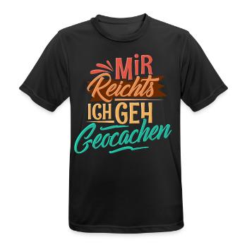 Geocaching - Männer T-Shirt atmungsaktiv - Schwarz - Vorne - AI Model Male 178 light (178cm)