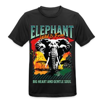 Elefant Afrika Safari Natur Wildnis Aquarell Kunst - Männer T-Shirt atmungsaktiv - Schwarz - Vorne - AI Model Male 178 light (178cm)