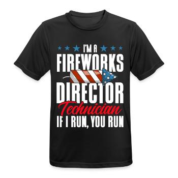 Drôle de feu d’artifice pyrotechnicien disant - T-shirt respirant Homme - noir - Devant - AI Model Male 178 light (178cm)