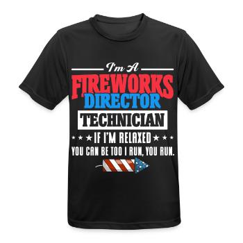 Drôle de feu d’artifice pyrotechnicien disant - T-shirt respirant Homme - noir - Devant - AI Model Male 178 light (178cm)