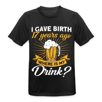 17. Geburtstag Bier Trinken Mutter Mama - Männer T-Shirt atmungsaktiv - Schwarz - Vorne - AI Model Male 178 light (178cm)