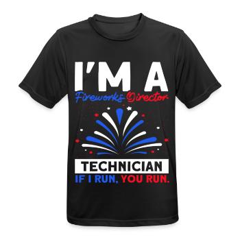 Drôle de feu d’artifice pyrotechnicien disant - T-shirt respirant Homme - noir - Devant - AI Model Male 178 light (178cm)