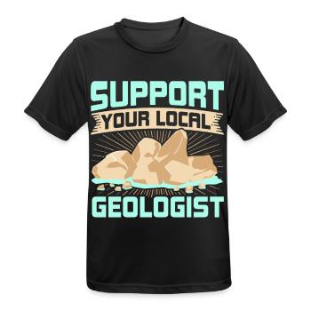 Soutenez votre géologue local - T-shirt respirant Homme - noir - Devant - AI Model Male 178 light (178cm)