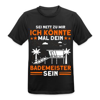 Bademeister Schwimmbad Lifeguard Rettungsschwimmer - Männer T-Shirt atmungsaktiv - Schwarz - Vorne - AI Model Male 178 light (178cm)