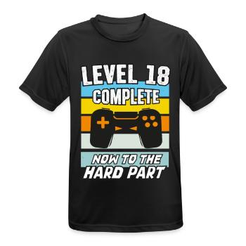 Niveau 18 Jeux vidéo d’anniversaire 18ème jour - T-shirt respirant Homme - noir - Devant - AI Model Male 178 light (178cm)