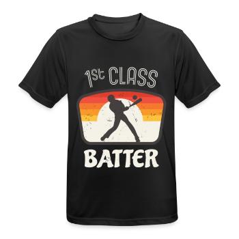Premier frappeur de baseball Joueur de baseball rétro - T-shirt respirant Homme - noir - Devant - AI Model Male 178 light (178cm)