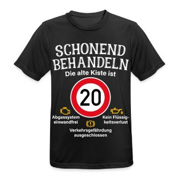 20. Geburtstag Schonend Behandeln Alte Kiste 20 - Männer T-Shirt atmungsaktiv - Schwarz - Vorne - AI Model Male 178 light (178cm)