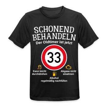 33. Geburtstag Schonend Behandeln Oldtimer Ist 33 - Männer T-Shirt atmungsaktiv - Schwarz - Vorne - AI Model Male 178 light (178cm)