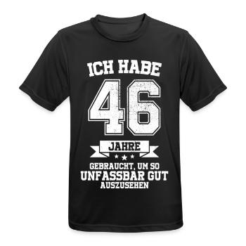 46. Geburtstag Geschenk Habe 46 Jahre Gebraucht - Männer T-Shirt atmungsaktiv - Schwarz - Vorne - AI Model Male 178 light (178cm)