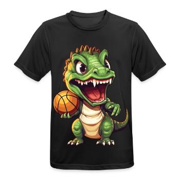 Basketball Dinosaur T-Rex Basketball Player - Men's Breathable T-Shirt - black - Front - AI Model Male 178 light (178cm)