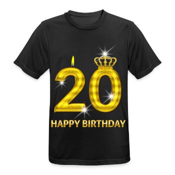 20-happy birthday - birthday - number gold - Men's Breathable T-Shirt - black - Front - AI Model Male 178 light (178cm)