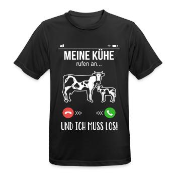 Landwirt Bauer meine Kühe rufen an lustige Kuh - Männer T-Shirt atmungsaktiv - Schwarz - Vorne - AI Model Male 178 light (178cm)