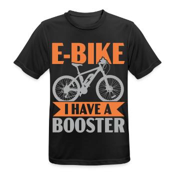 E-Bike J’ai un Booster Electric Bike Ride - T-shirt respirant Homme - noir - Devant - AI Model Male 178 light (178cm)