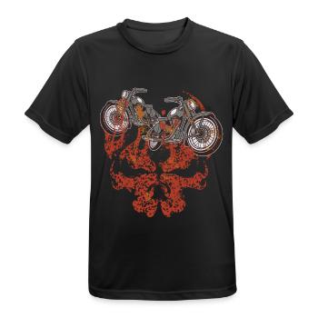 Motorcycle Grim Skull Biker Flame - Men's Breathable T-Shirt - black - Front - AI Model Male 178 light (178cm)