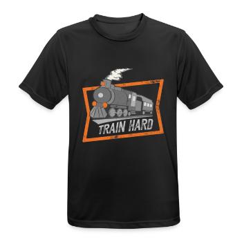 Dampflok Lokomotive Eisenbahnliebhaber Lover - Männer T-Shirt atmungsaktiv - Schwarz - Vorne - AI Model Male 178 light (178cm)
