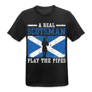 A Real Scotsman Plays The Pipes Musiker Dudelsack - Männer T-Shirt atmungsaktiv - Schwarz - Vorne - AI Model Male 178 light (178cm)